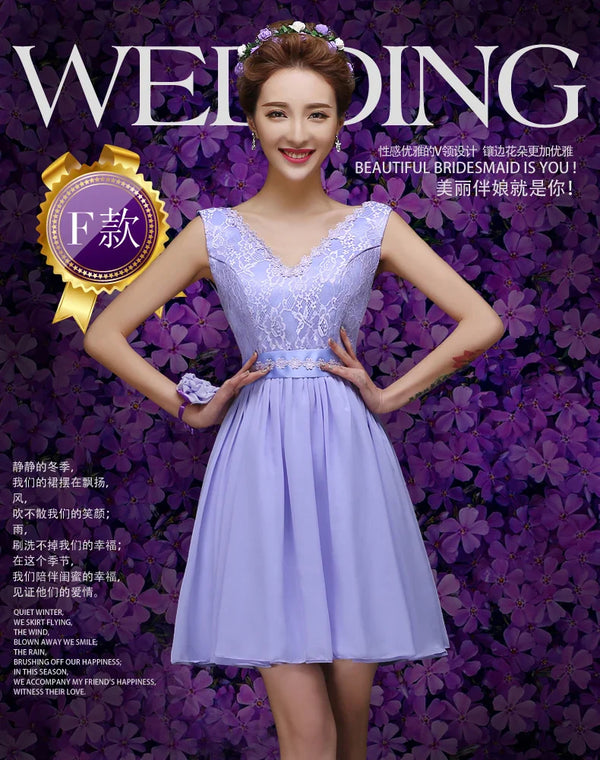 New light purple short bridesmaid dress chorus performance dress free shipping