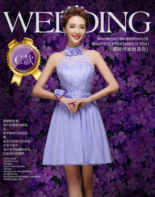 New light purple short bridesmaid dress chorus performance dress free shipping
