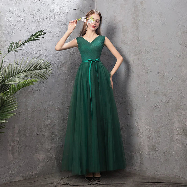 New Dark green sleeveless lady girl women princess bridesmaid banquet party ball prom performance dress gown free shipping
