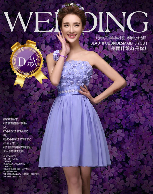 New light purple short bridesmaid dress chorus performance dress free shipping