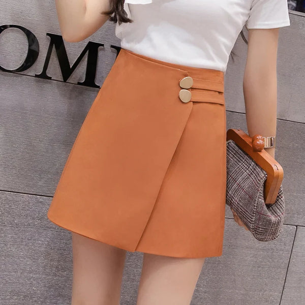 Skirts Women Solid Button Simple Summer Chiffon Lightweight Office Lady Mini Skirt All-match Slim Korean Style Fashion Irregular