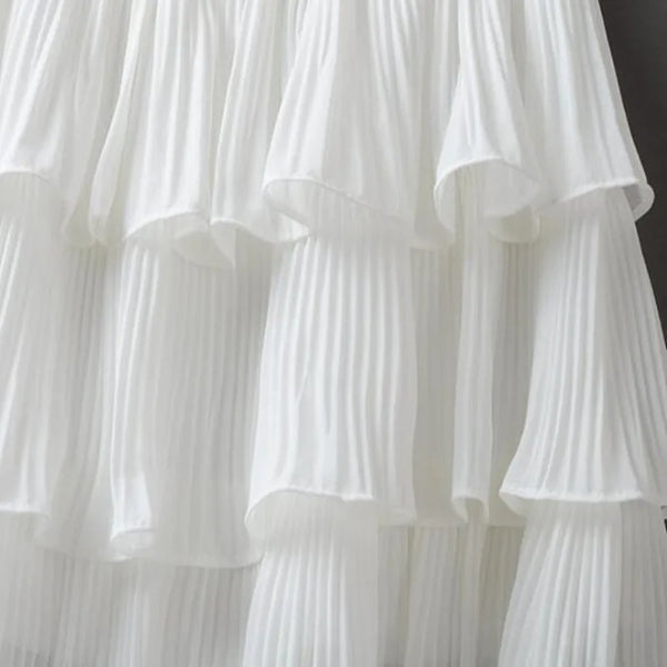 Summer Women Elasticity Waist Mini Skirt Ladies Chiffon Skirt Ladies Casual Cake Skirts Black White Femme Pleated Skirts