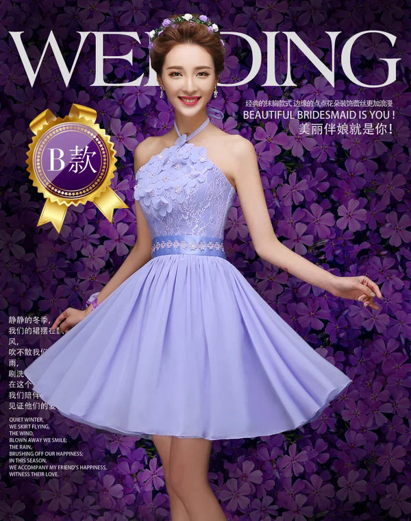New light purple short bridesmaid dress chorus performance dress free shipping