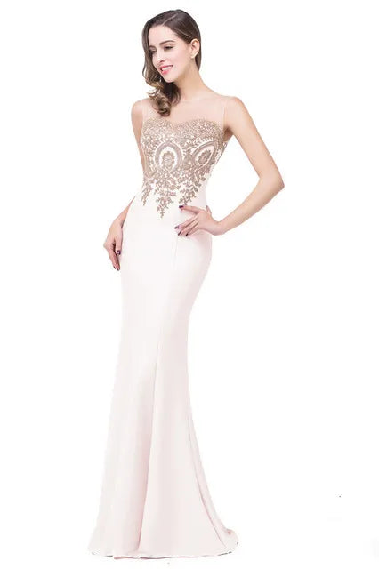 Elegant Mermaid Bridesmaid Dresses Women Golden Appliques Lace Royal Blue Sweetheart Illusion Wedding Party Dress Robe de Soiree