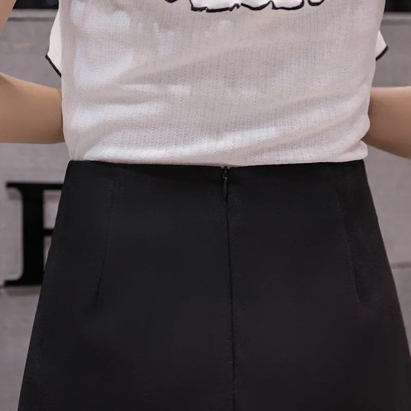 Skirts Women Solid Button Simple Summer Chiffon Lightweight Office Lady Mini Skirt All-match Slim Korean Style Fashion Irregular