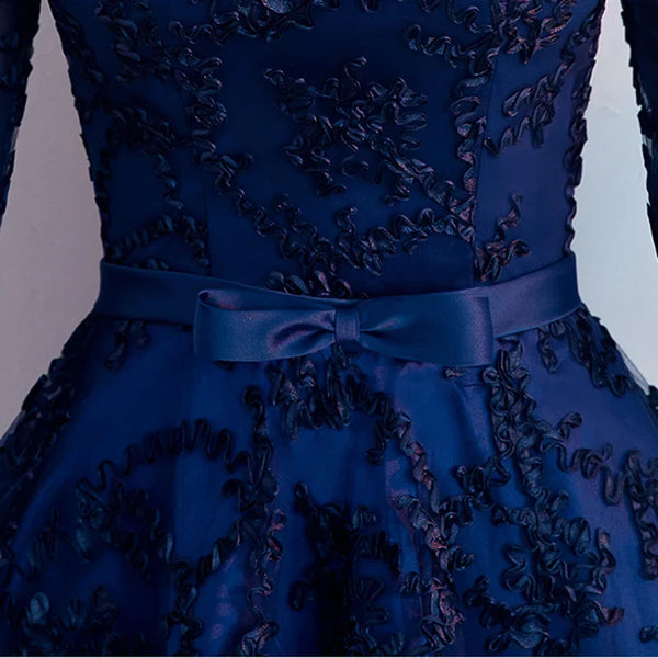DongCMY New 2024 Navy Blue Color V-Neck Formal Bridesmaid Dresses Half Sleeves Women Elegant Bride Gown