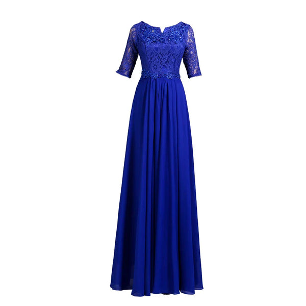 DLH-68#Mother Bride Chiffon Lace Rrd Blue Long Bridesmaid Dresses Chorus Costume Bohemia Wedding Party Prom Gown Wholesale women