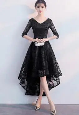 DongCMY New 2024 Navy Blue Color V-Neck Formal Bridesmaid Dresses Half Sleeves Women Elegant Bride Gown