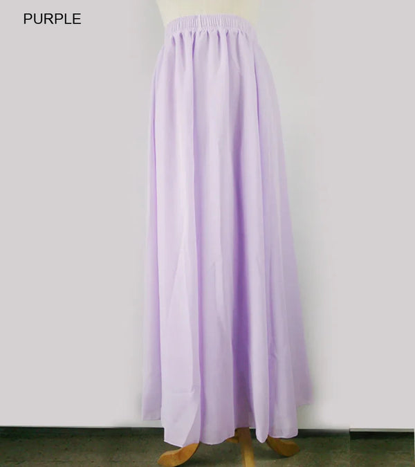 Women's Elegant High Waist Chiffon Skirt Elastic Waist Casual Long Maxi Skirts Saias 80/90/100cm 22 Color 2020 Summer Autumn New