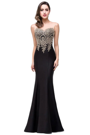 Elegant Mermaid Bridesmaid Dresses Women Golden Appliques Lace Royal Blue Sweetheart Illusion Wedding Party Dress Robe de Soiree