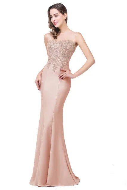 Elegant Mermaid Bridesmaid Dresses Women Golden Appliques Lace Royal Blue Sweetheart Illusion Wedding Party Dress Robe de Soiree