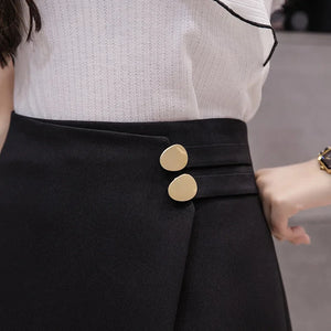 Skirts Women Solid Button Simple Summer Chiffon Lightweight Office Lady Mini Skirt All-match Slim Korean Style Fashion Irregular