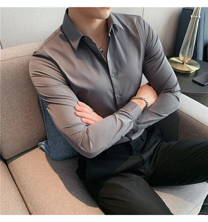 Camisas De Hombre Long Sleeve Shirts For Men Clothing 2024 Business Formal Wear Camisa Social Masculina Slim Fit Chemise Homme