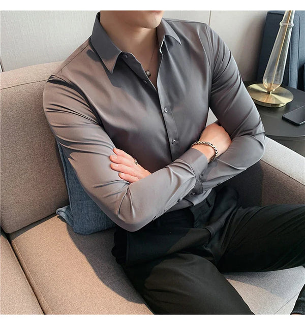 Camisas De Hombre Long Sleeve Shirts For Men Clothing 2024 Business Formal Wear Camisa Social Masculina Slim Fit Chemise Homme