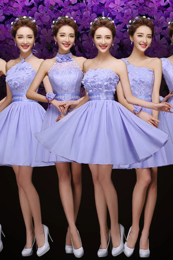 New light purple short bridesmaid dress chorus performance dress free shipping