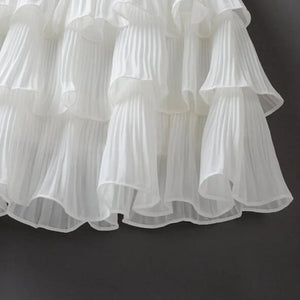 Summer Women Elasticity Waist Mini Skirt Ladies Chiffon Skirt Ladies Casual Cake Skirts Black White Femme Pleated Skirts