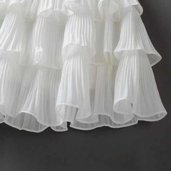 Summer Women Elasticity Waist Mini Skirt Ladies Chiffon Skirt Ladies Casual Cake Skirts Black White Femme Pleated Skirts