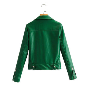 New Arrival Novel brand Winter Autumn Motorcycle leather jackets Green leather jacket women leather coat slim PU jacket Leather