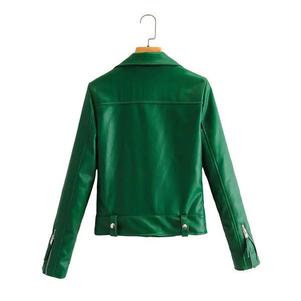 New Arrival Novel brand Winter Autumn Motorcycle leather jackets Green leather jacket women leather coat slim PU jacket Leather