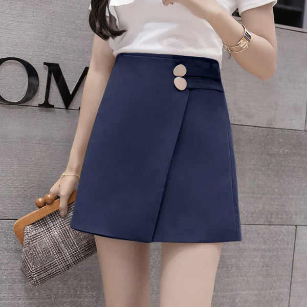 Skirts Women Solid Button Simple Summer Chiffon Lightweight Office Lady Mini Skirt All-match Slim Korean Style Fashion Irregular