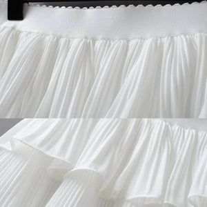 Summer Women Elasticity Waist Mini Skirt Ladies Chiffon Skirt Ladies Casual Cake Skirts Black White Femme Pleated Skirts
