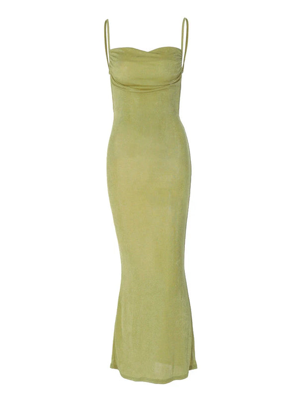 INS New Fashion Swing Collar Backless Strap Dress