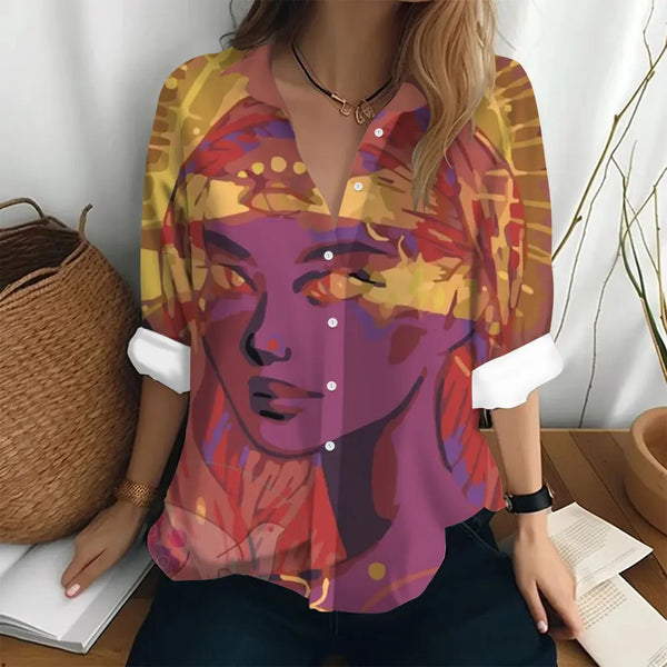 Women's Long Sleeve Shirt T-shirt Abstract Oil Painting Art Print Top Women's Elegant Shirt Women's Fashion Top Loose T-shirt