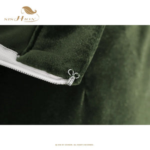 SISHION Army Green Velvet Autumn Winter Skirt for Women SS0028 Midi Length Fashion Office Ladies Work Party Pencil Skirts