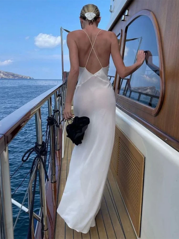 TARUXY Flower Deep V-Neck Maxi Dress For Women Sheer Sleeveless Slip Long Evening Dresses Party Clubwear Sexy Backless Elegant