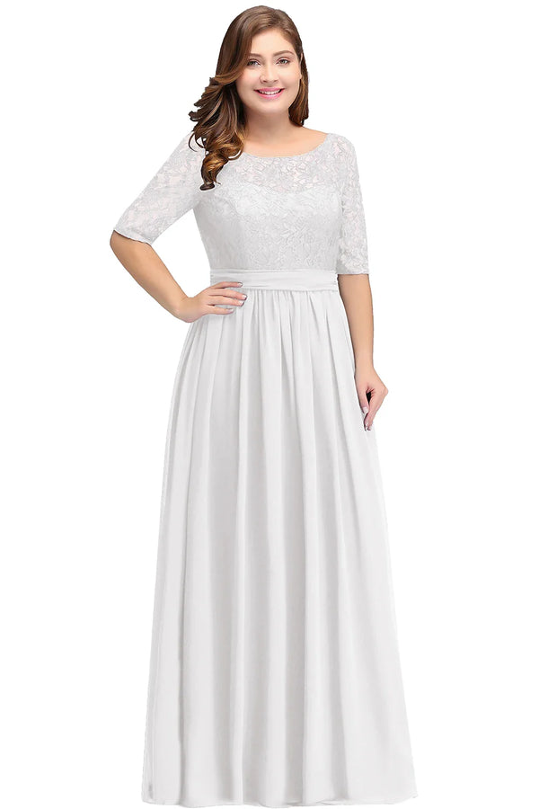 Lace Plus Size Evening Dresses Women Birthday Gift Lady Half Sleeve Tea Length Wedding Guest Party Gown Bridesmaid Robes A-line