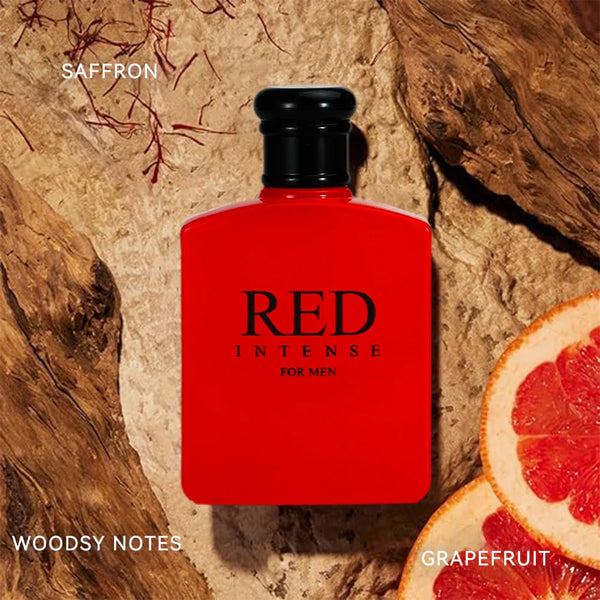 RED INTENSE Eau de Parfum Spray 3.4 Ounce / 100 Ml  Multi-Layered Fragrance Aromatic Fragrance for Men Men's EDP Perfumes Fruit