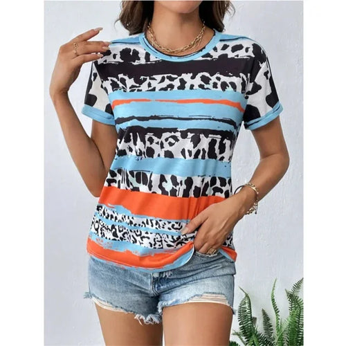 Fashion Flower Print T Shirt For Women Summer Hip Hop Trend Harajuku Streetwear Daily Casual O-neck Short Sleeve Loose T-Shirts