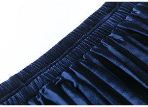 Pleated Women Skirts Velvet Large Swing Long  Skirts Faldas Saia Fashion Female Jupe
