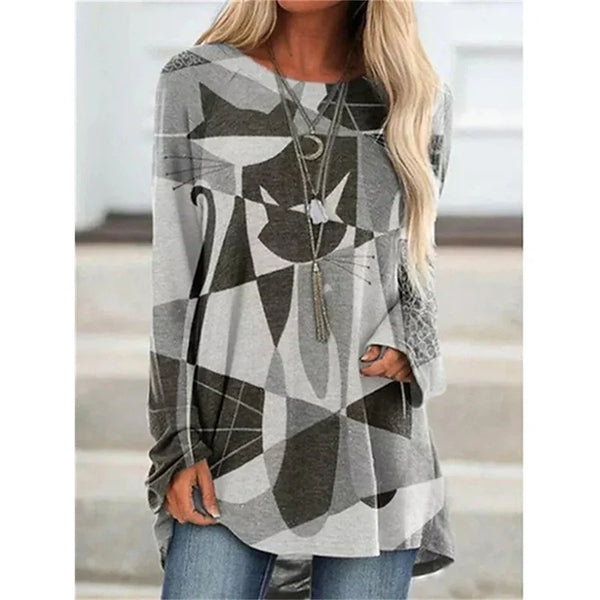 2023 Newt-Shirt Casual Long Sleeve Crewneck Printed T-Shirt High Quality Comfortable Clothing Large Versio Of Women'S Long Sleev