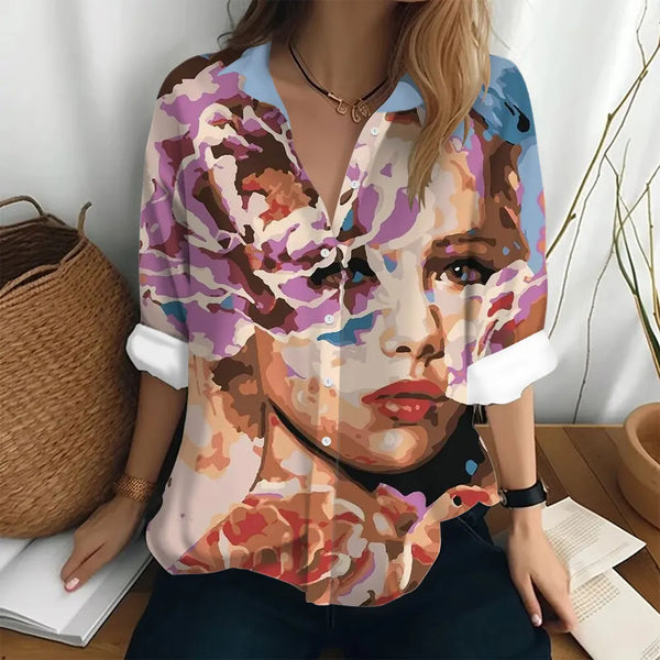 Women's Long Sleeve Shirt T-shirt Abstract Oil Painting Art Print Top Women's Elegant Shirt Women's Fashion Top Loose T-shirt