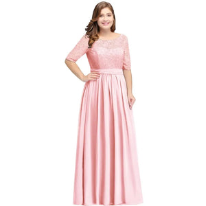 Lace Plus Size Evening Dresses Women Birthday Gift Lady Half Sleeve Tea Length Wedding Guest Party Gown Bridesmaid Robes A-line