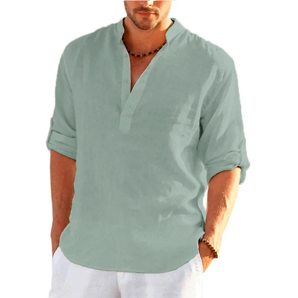 New Cotton Linen Shirts for Men Casual Shirts Lightweight Long Sleeve Henley Beach Shirts Hawaiian T Shirts for Men